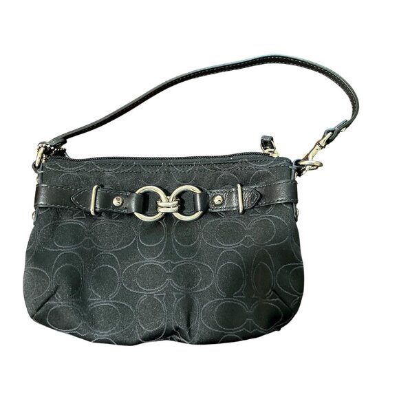 Coach Black Signature Wristlet Bag With Chain Detail Y2K - Picture 1 of 4